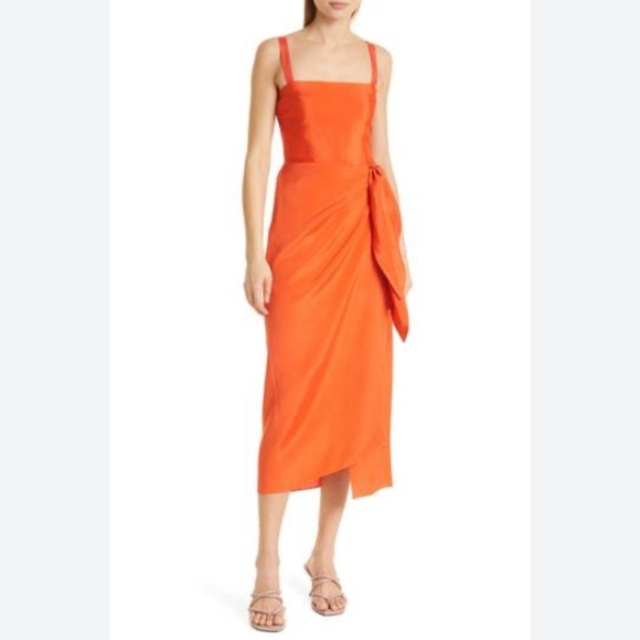 La Ligne Dresses & Skirts - La Ligne Mia Silk Blend Dress in Tangerine